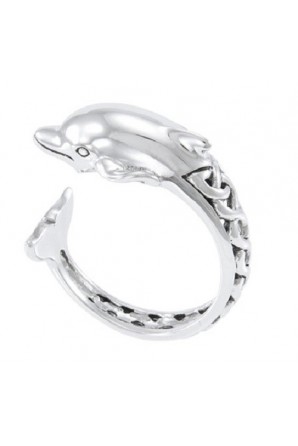 Celtic Accent Dolphin Wrap Ring