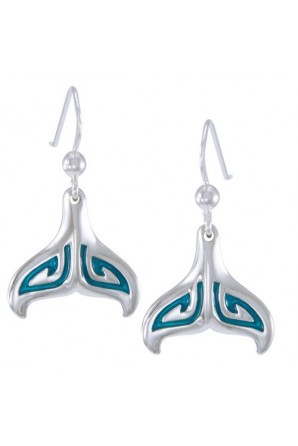 Whale Tail with Enamel Earring